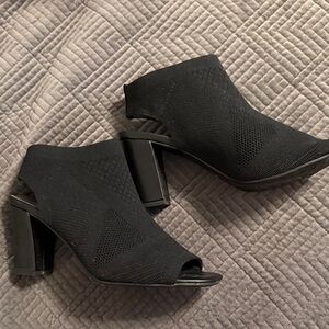 Impo Black Peep-Toe Heeled Booties